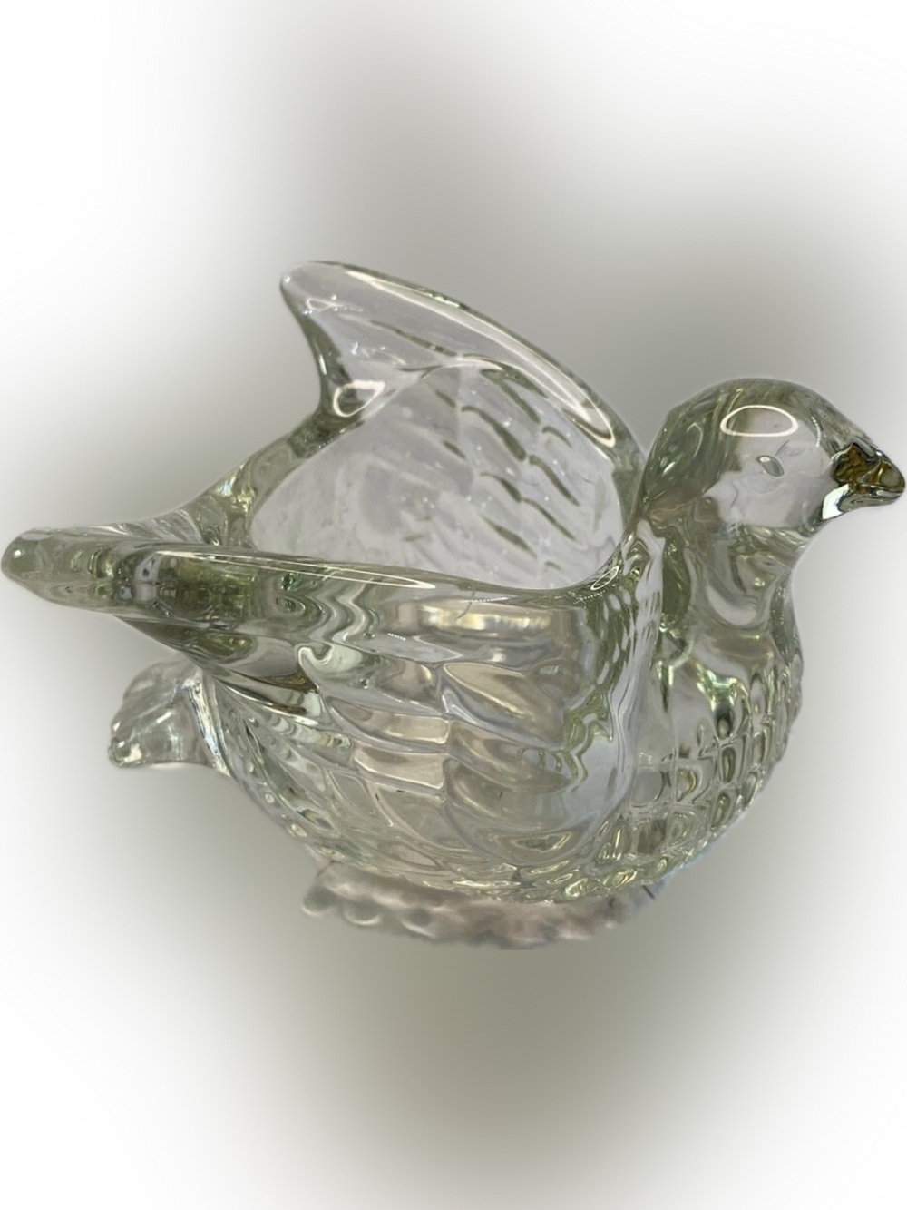 Avon Vintage Crystal Dove Clear Glass Votive Candle Holder Flying Bird
